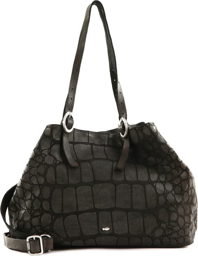 CAMPOMAGGI Leren Schoudertas Shopper Centaurus Shopping Bag Grigio Antraciet