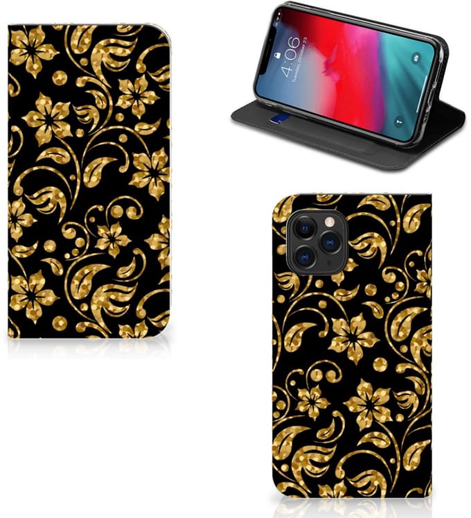 Apple iPhone 11 Pro Smart Cover Gouden Bloemen