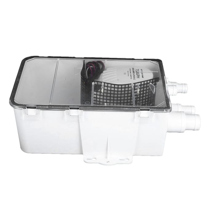 Douchepompsysteem voor boot en camper, 12V 750 GPH, multipoort afvoerbox gray