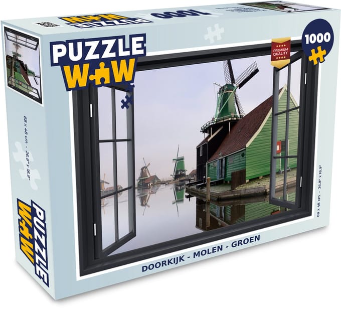 Puzzel Doorkijk - Molen - Groen - Legpuzzel - Puzzel 1000 stukjes volwassenen