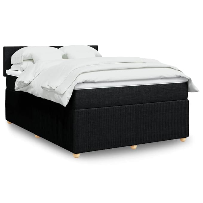 vidaXL - Boxspring - met - matras - stof - zwart - 140x200 - cm