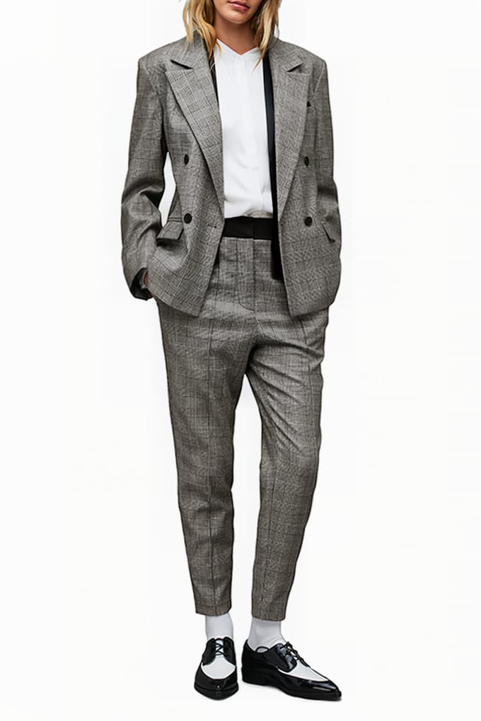 AllSaints Bea Check Trouser Grey Taglia: 6 | Pantaloni da completo Outlet | Donna | Grigio