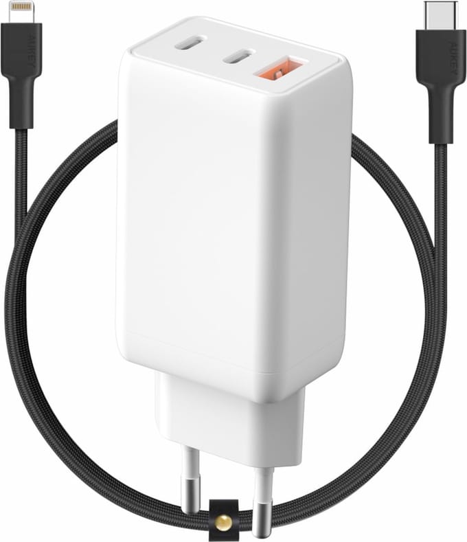 3-poorts usb C adapter + oplader geschikt voor iPhone / iPad / iPod - Lightning naar usb C - 3m