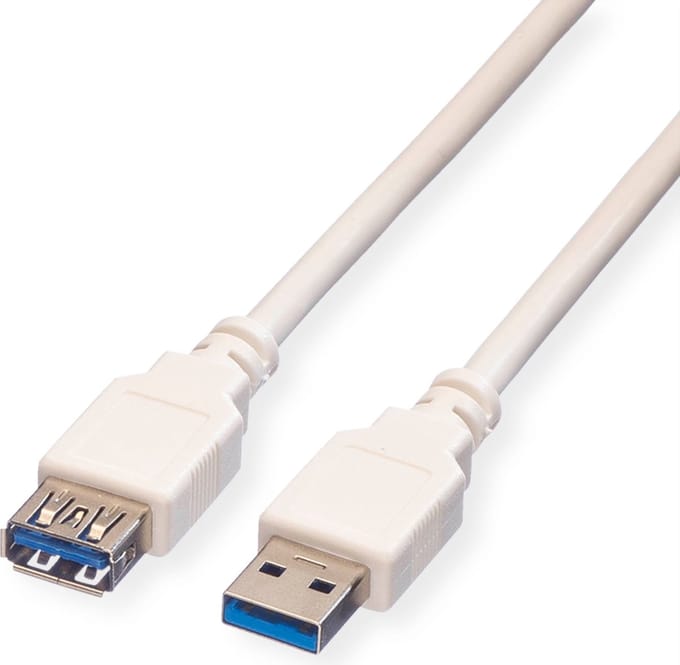 VALUE USB 3.2 Gen 1 Kabel, type A-A, M/F, wit, 0,8 m