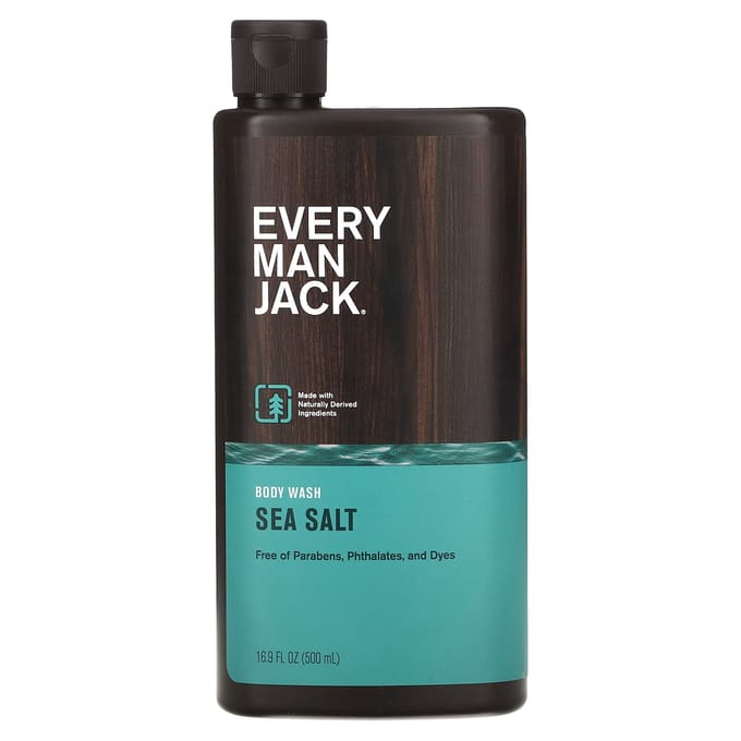 Every Man Jack, Body Wash, Sea Salt, 16.9 fl oz (500 ml) black