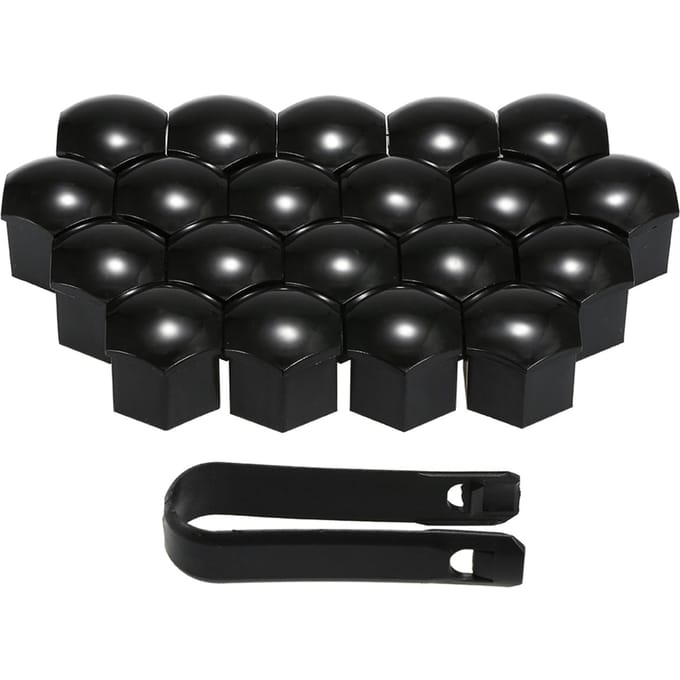 20 stks Universele 21mm Wielmoer Covers Plating Wielmoer Caps Schroef Protector Zwart black