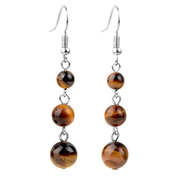 Fako Bijoux® - Oorbellen - Natuursteen - 6-8-10mm - Tijgeroog