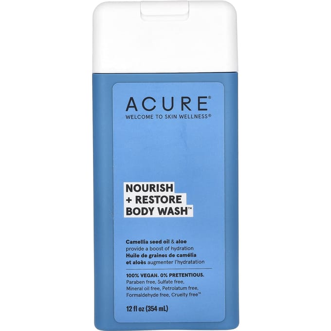 ACURE, Gel Douche, Nourrir + Restaurer, Huile de Graines de Camélia & Aloe, 12 fl oz (354 ml) gray