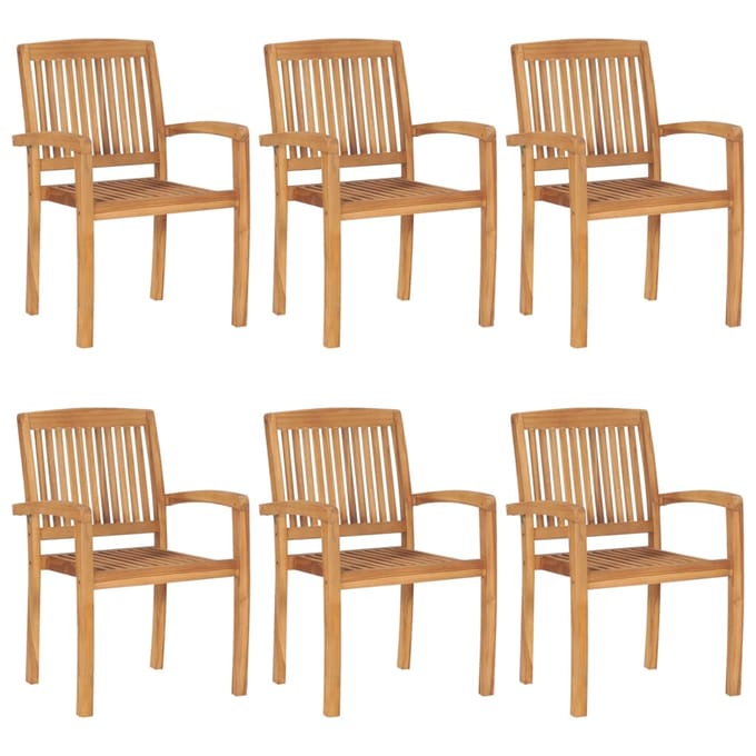 vidaXL - Tuinstoelen - 6 - st - stapelbaar - massief - teakhout