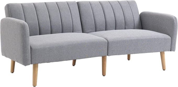 2-zits slaapbank met kantelbare rugleuning - Scandinavisch design, grijze stof