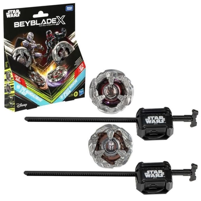 Beyblade X en Star Wars-collab, The Mandalorian 3-60F vs. Moff Gideon 3-80N, multipackset, leeftijd 8+