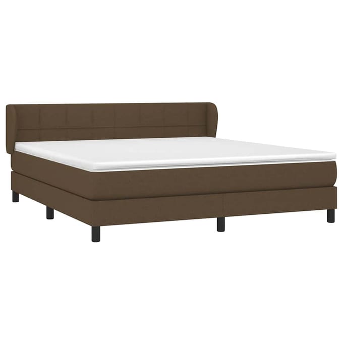 vidaXL - Boxspring - met - matras - stof - donkerbruin - 160x200 - cm