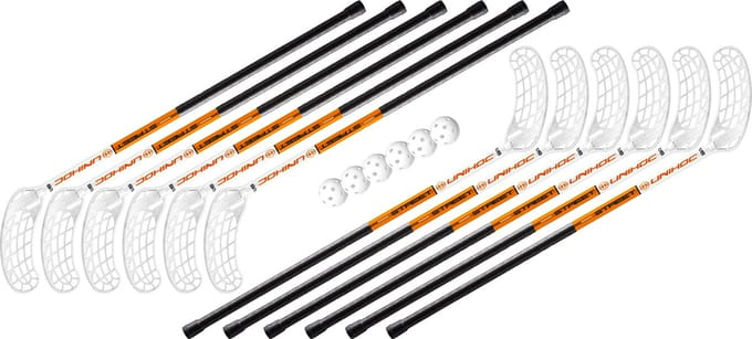 Floorball Straatset PRO 12 Sticks + 6 Ballen