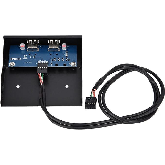 3.5 Inch USB2.0 2 Poort 9 pin Vertind Koperdraad Diskettestation Voorpaneel black
