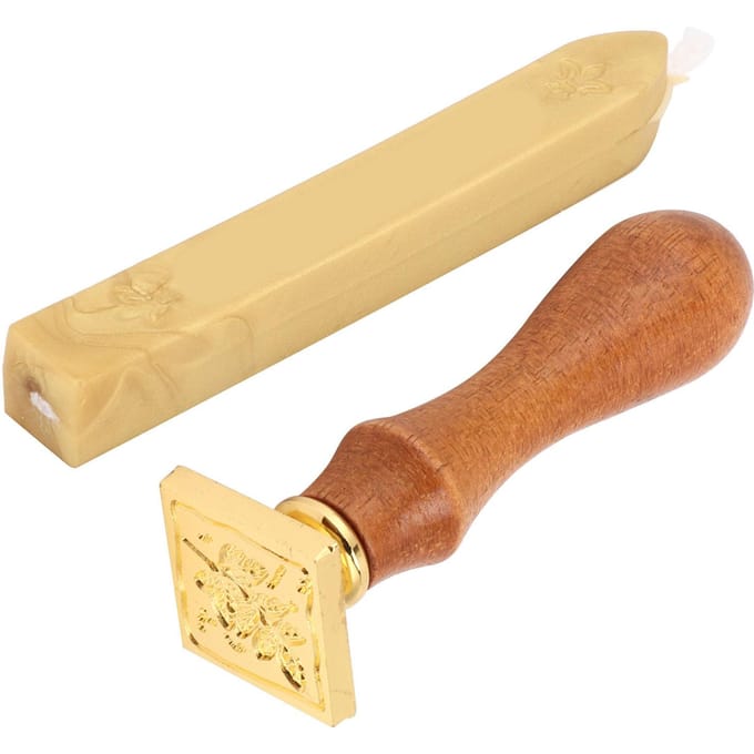 Waxzegel Stempel Set Duidelijk Patroon Eenvoudigheid DIY Klassieke Verzegelingsset voor Enveloppen Uitnodigingen Bruiloft geel