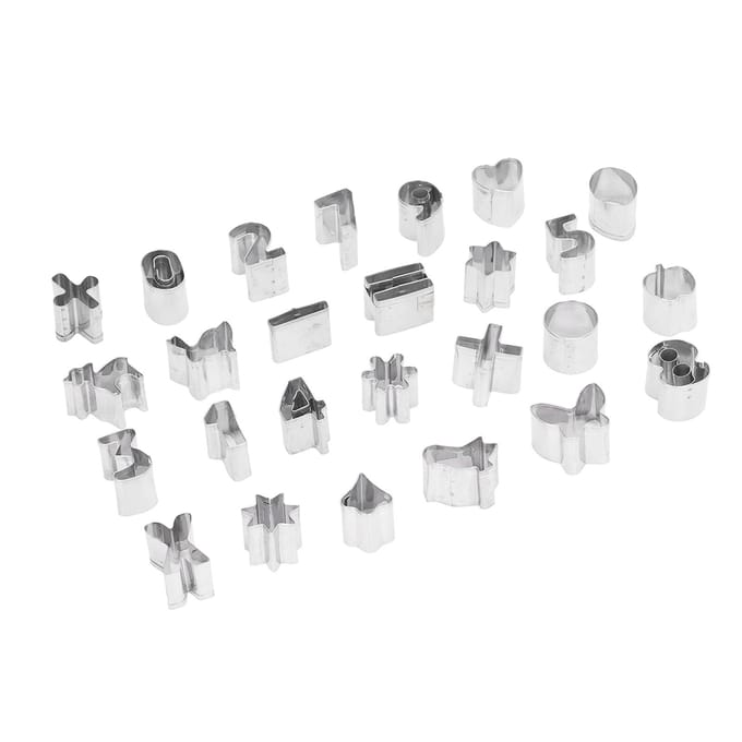 26 Stuks Kleine Bakvorm RVS Chocolade Snacks Cake Brood Biscuit Nummer Patroon Vorm white