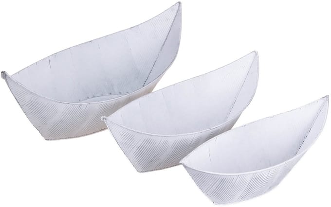 Bloempot, bootvormig, metaal, wit/zilver, 54,5/48/42 cm, set van 3