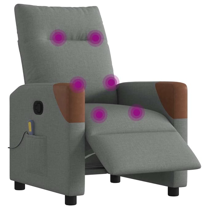 vidaXL - Massagestoel - elektrisch - verstelbaar - stof - donkergrijs