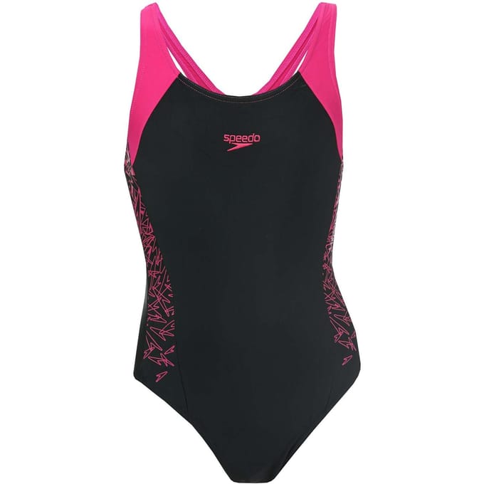Girl's Speedo Junior Splice MSBK Swimsuit in black pink