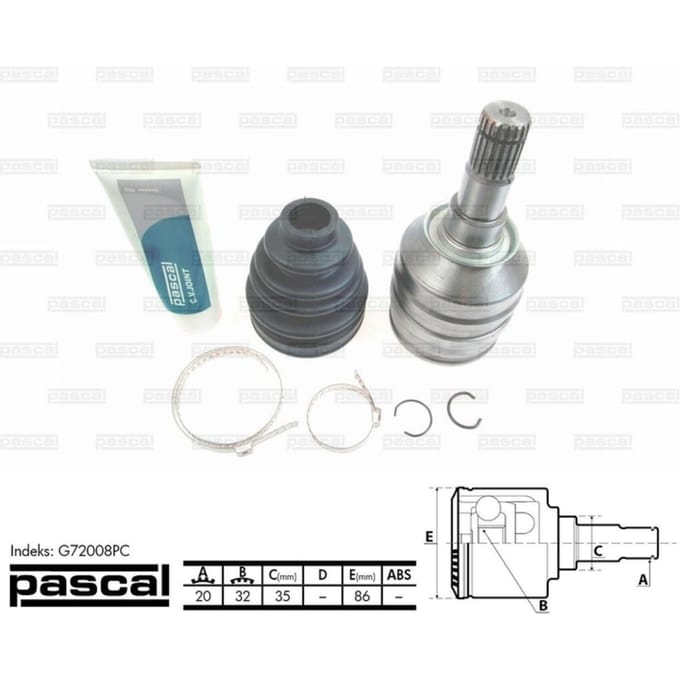 Homokineet reparatie set, aandrijfas PASCAL G72008PC links