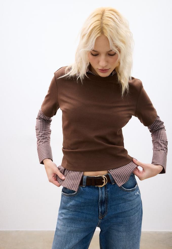 Stradivarius Riem met dubbele gesp  Bruin 90