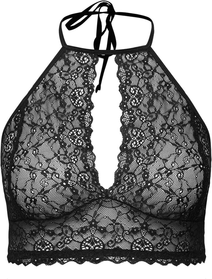 Ulla Popken - Dames - Bralette kant netveter - Zwart - Maat 54+