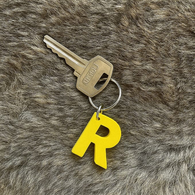 3D geprinte sleutelhanger - Letter R - Geel