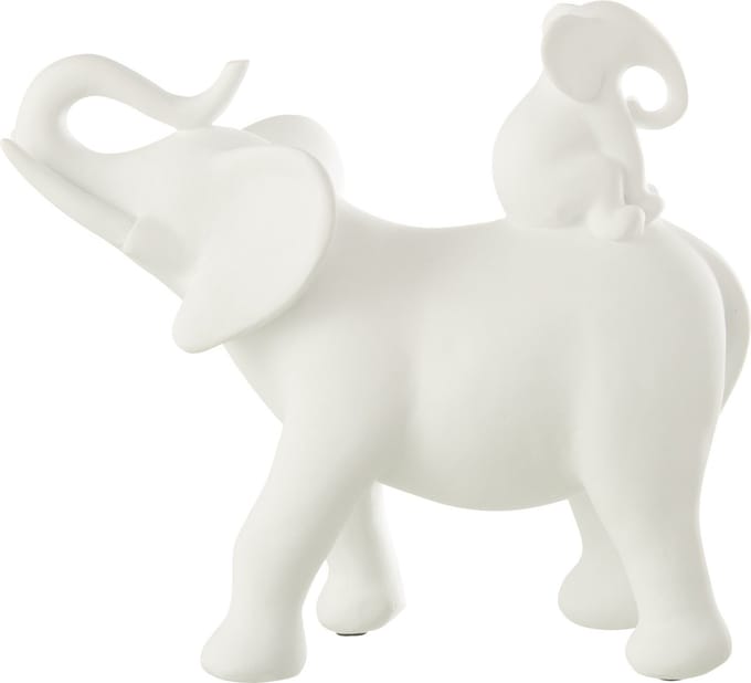 J-Line decoratie Olifant Draagt Baby - polyresin - wit