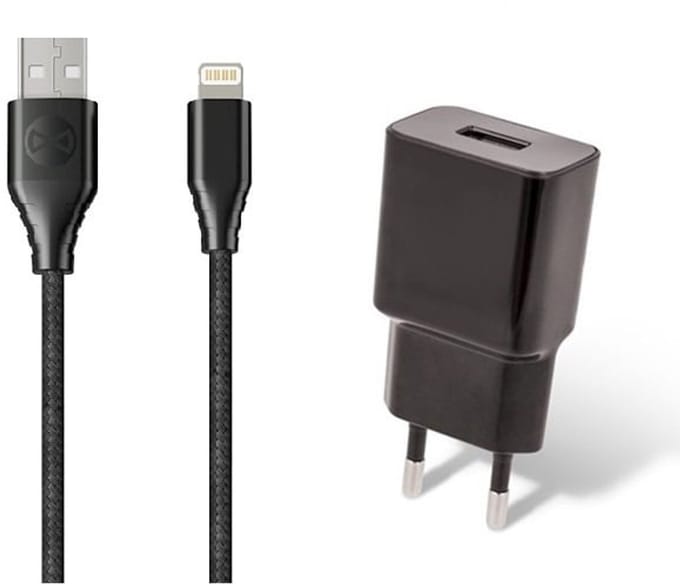 OneOne 2A lader + 1,5m stevige OneOne Lightning kabel. Universele oplader adapter. past op Apple iPhone 5, iPhone 5c, iPhone 5s, iPhone 6, 6 Plus, 6s, iPhone 7, 7 Plus, iPhone 8, 8 Plus, iPhone SE, iPhone X