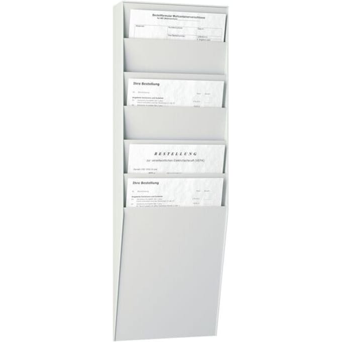 Paperflow wandfolderhouder A4 hoog 6 vakken, grijs