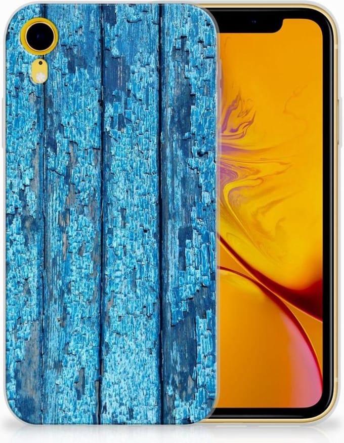 Apple iPhone Xr Bumper Hoesje Wood Blue