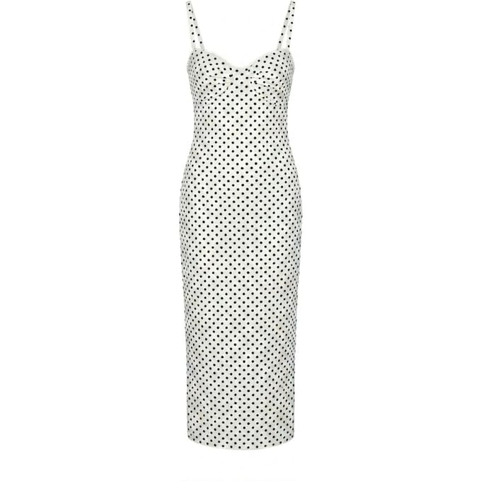 Strapless Polka Dot Tule Midi Jurk