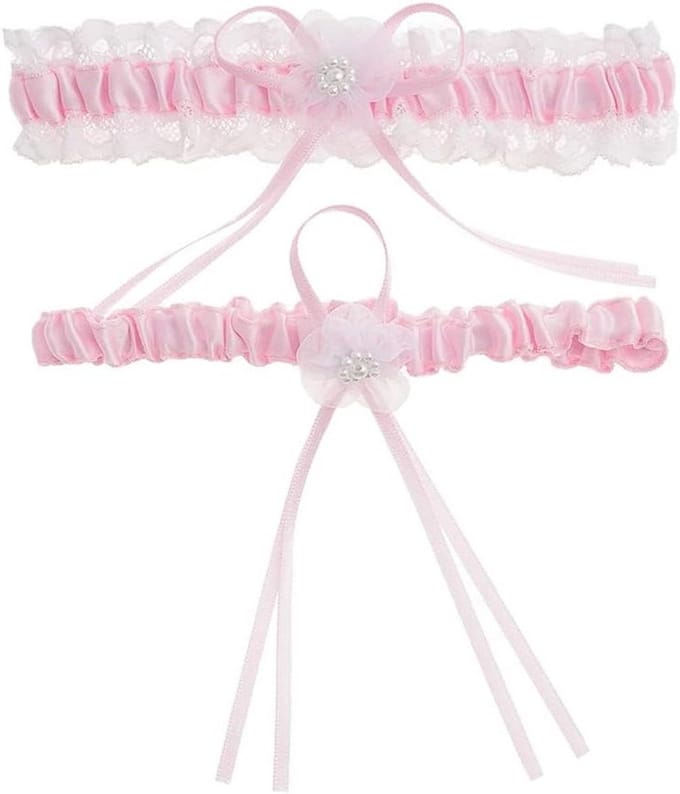 Bruiloft Kousenband - Bruidsaccessoire - Bruiloft Versiering - Kant en Parel - One Size - Champagne