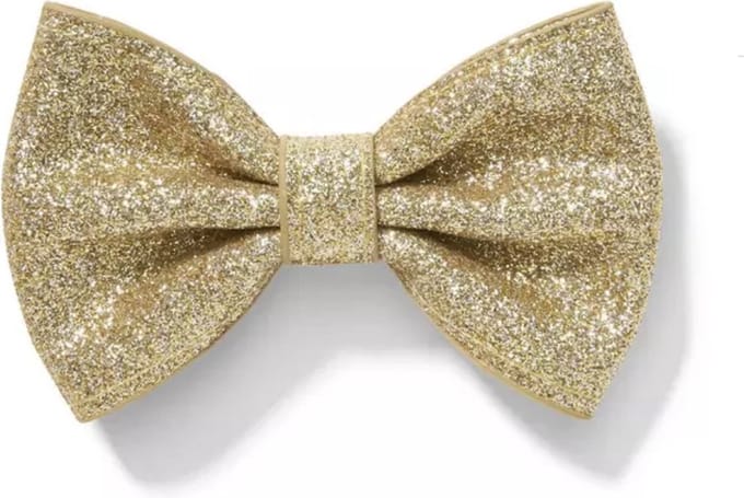 CHPN - Haarstrik - Gouden strik - Glitter haar strik - Glitter bow - Haarspeld - Goudkleurig - Glitters - Strik - 9CM