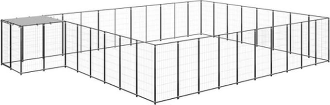 vidaXL - Hondenkennel - 25,41 - m² - staal - zwart