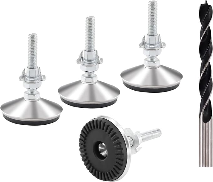 Set van 4 verstelbare meubelpoten M10 x 50 mm, hoogte verstelbaar, met schroeven en moeren voor optimale stabiliteit