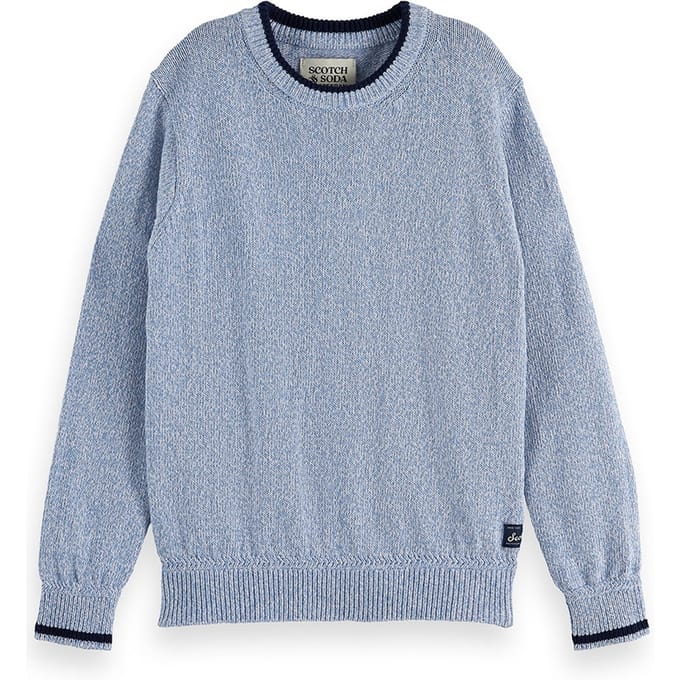 Scotch & Soda Boy Regular-fit Melange Pullover Faded Denim Melange Größe: 10 | Strickjacken Outlet | kids | Blau