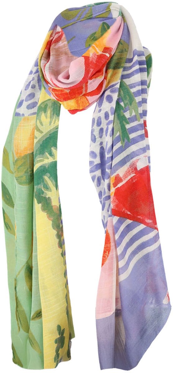 Sarlini Langwerpige Effen Sjaal All-Over Sinaasappel Print