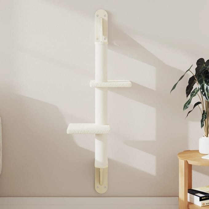 vidaXL - Kattenmeubel - wandgemonteerd - met - krabpaal - 108 - cm - crèmekleurig