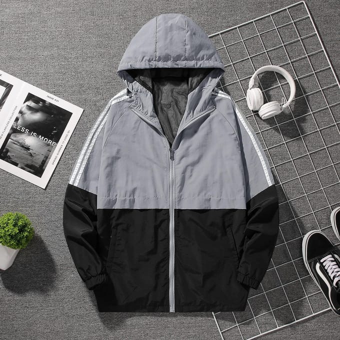 Veste décontractée pour homme, nouvelle tendance, veste épissée, style coréen, ample, à capuche XXXXL gris