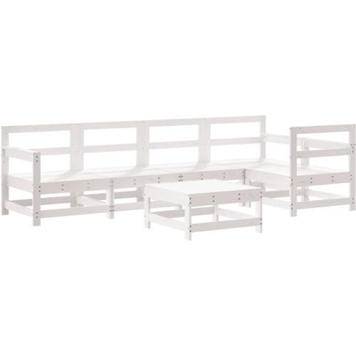 vidaXL - 6-delige - Loungeset - massief - grenenhout - wit