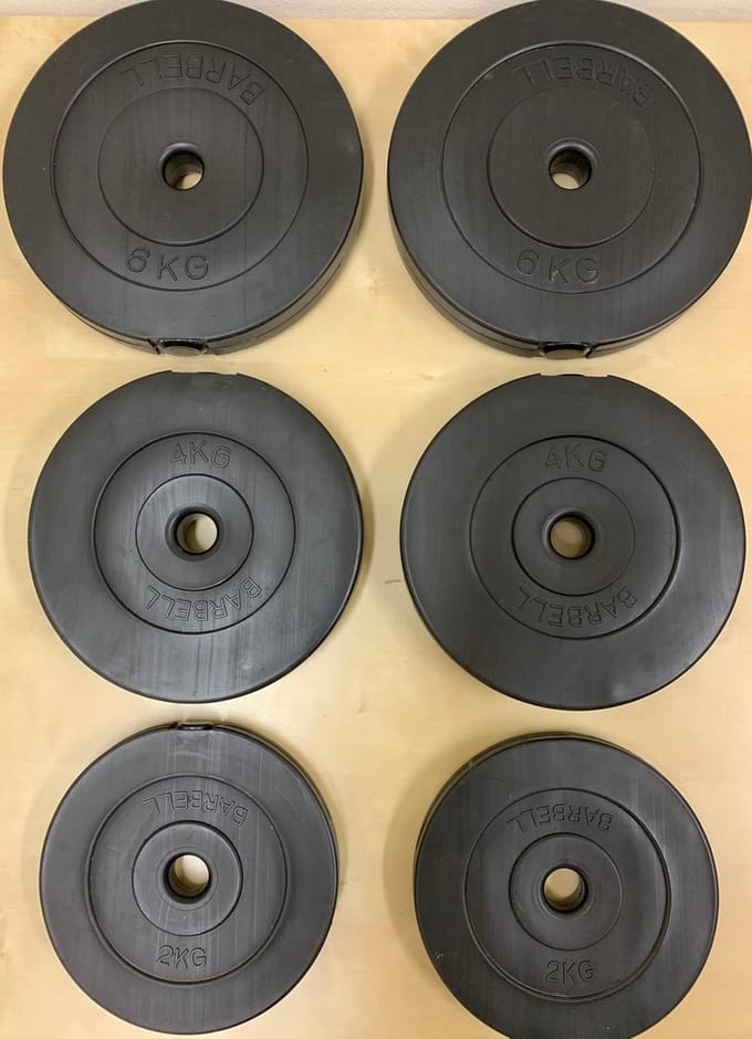 Haltergewichten Halterschijven set - 2x 6kg 4kg 2kg - 6 stuks - 26,5mm