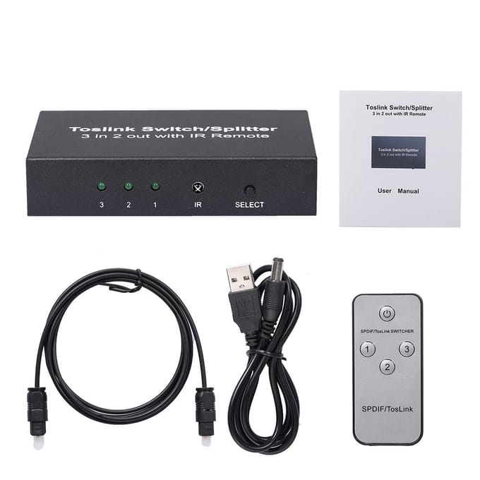 NKT32 3 In 2 Uit Toslink Kabelschakelaar Splitter SPDIFTOSLINK Optische Audio zwart