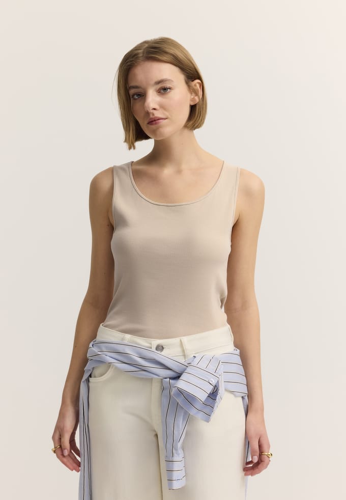 Bugatti Damen Top van katoen-stretch met ribbelpatroon