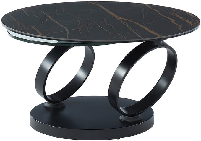 Vente-unique Moduleerbare design-salontafel van gehard glas en keramiek JOLINE