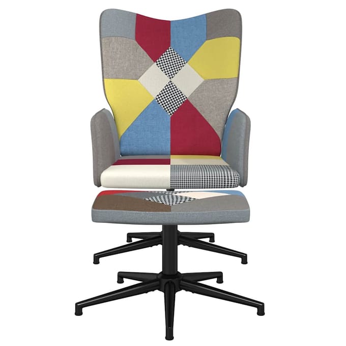 vidaXL - Relaxstoel - met - voetenbank - patchwork - stof