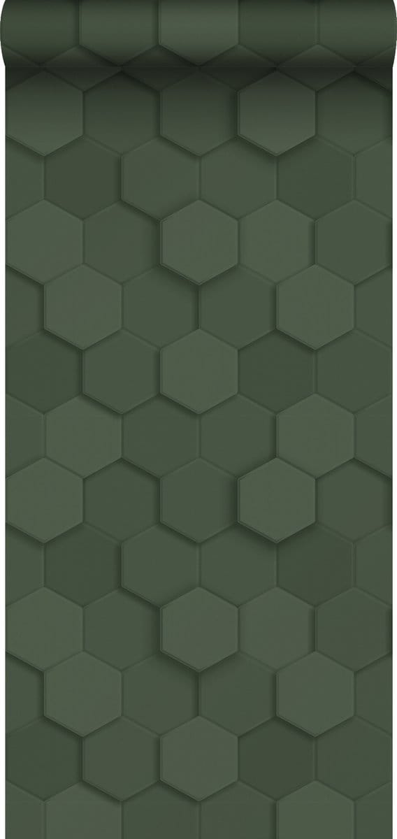 Origin Wallcoverings behang 3d hexagon motief donkergroen - 347852 - 0,53 x 10,05 m