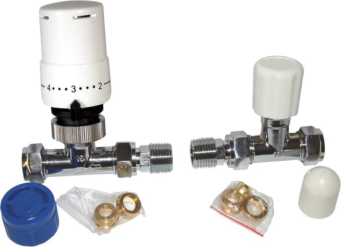 Rechte Thermostatische Radiatorklep met Lockshield - Wit