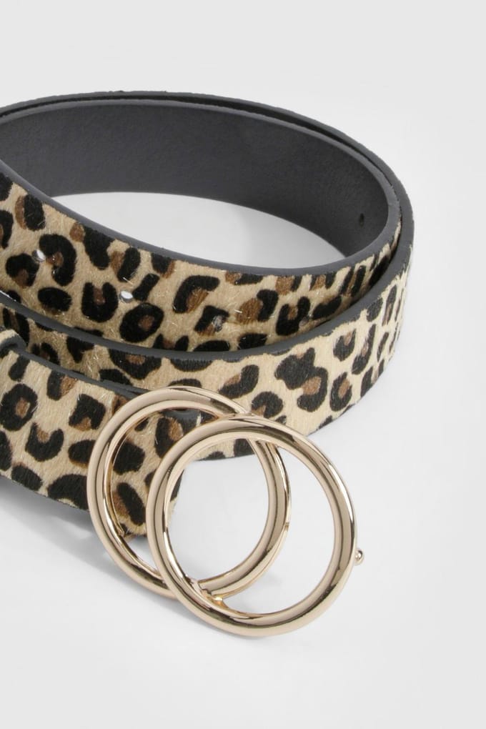 boohoo Dames Double Ring Detail Leopard Print Riem | Luipaardprint