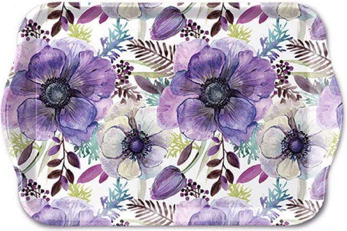 1-persoons dienblaadje-Tray melamine 13x21 cm Purple dream